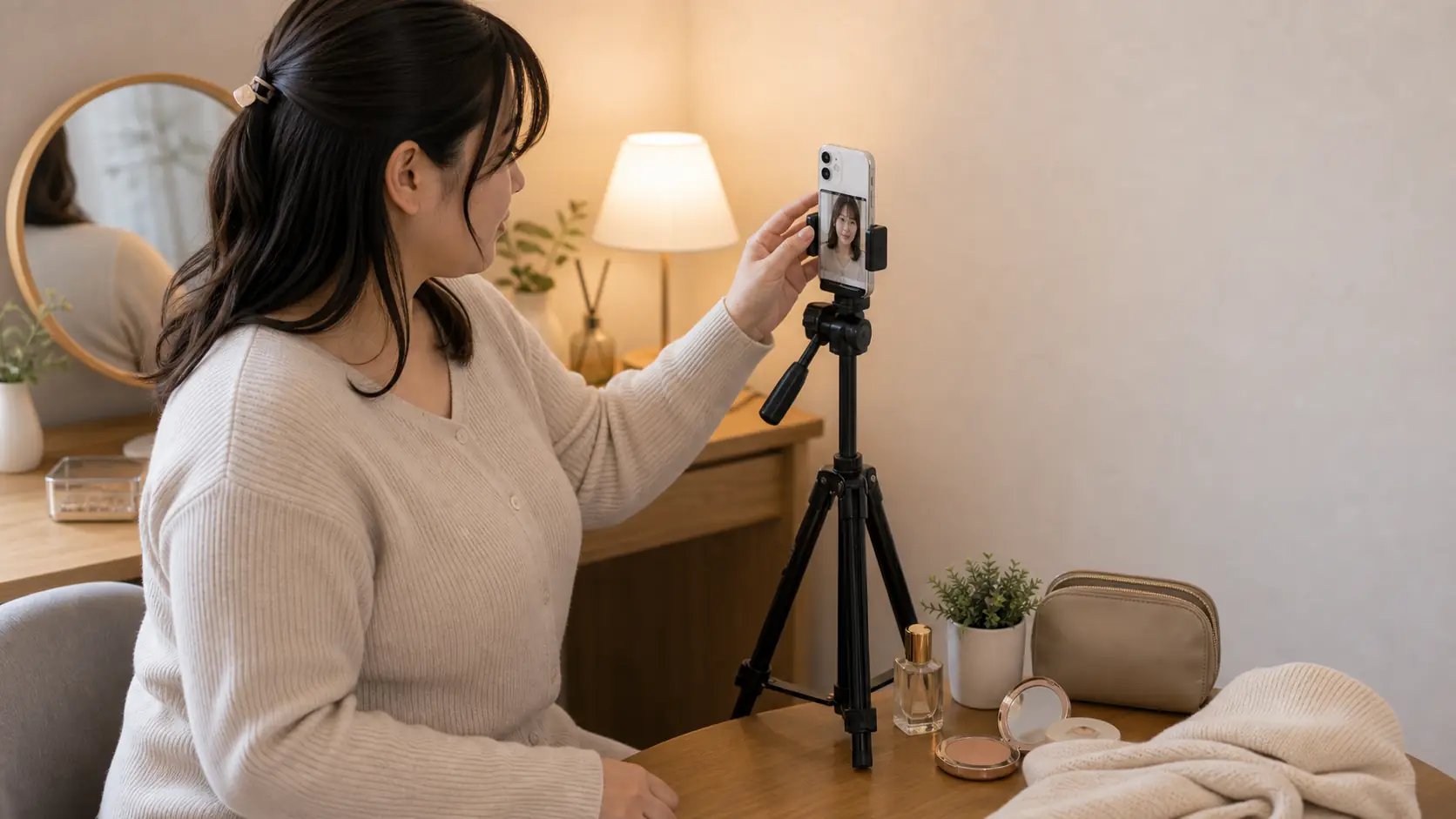 ぽっちゃり写メ日記でも盛れる撮り方|細見え角度と加工の使い分け